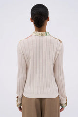 Maglia bicolore in seta e lana merino