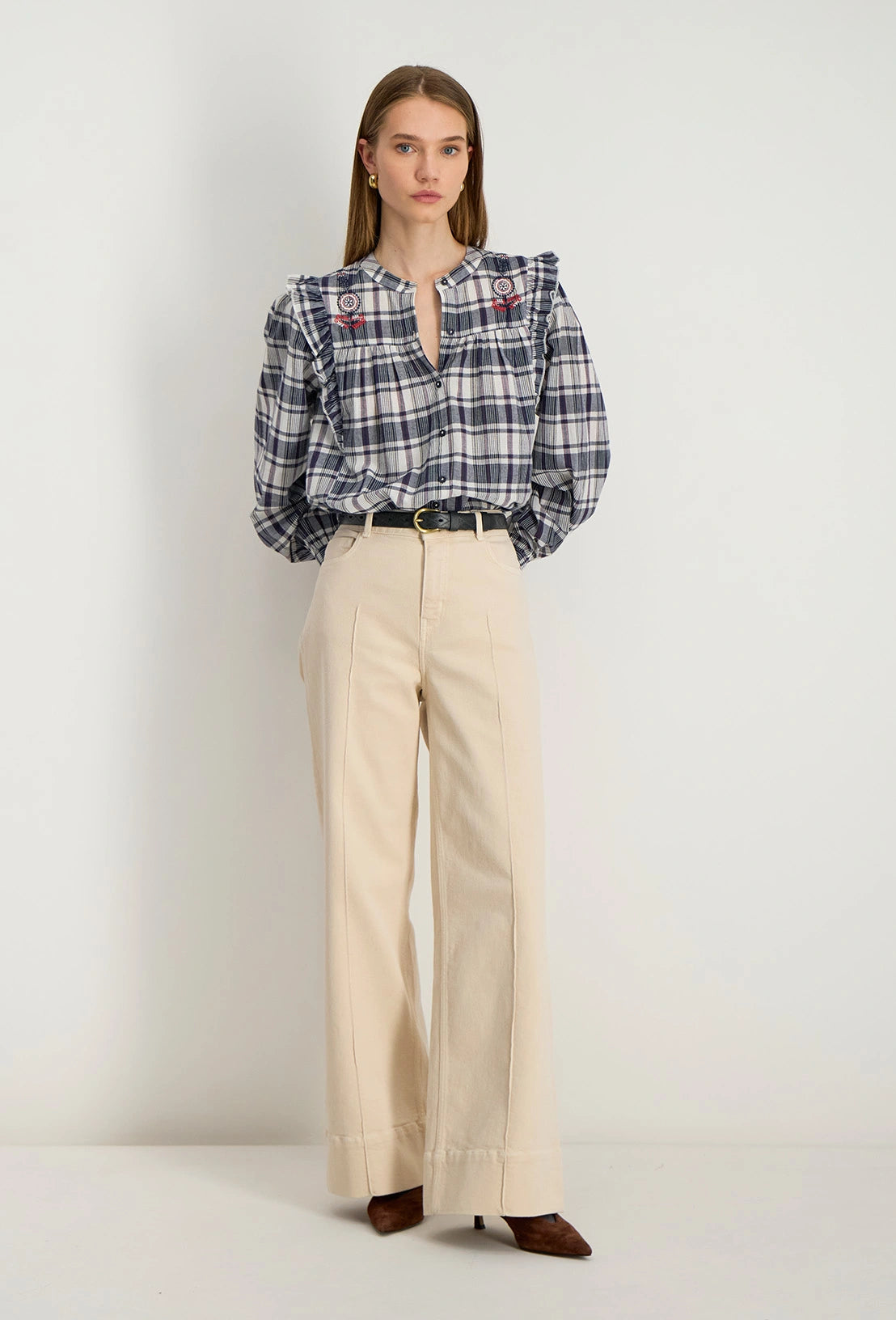 Camicia a quadri in popeline di cotone