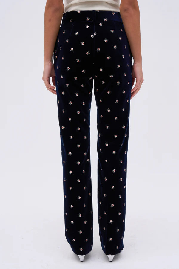 Pantaloni in velluto con stampa floreale
