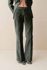 Pantalone flare in velluto liscio di cotone e viscosa, vestibilità regolare