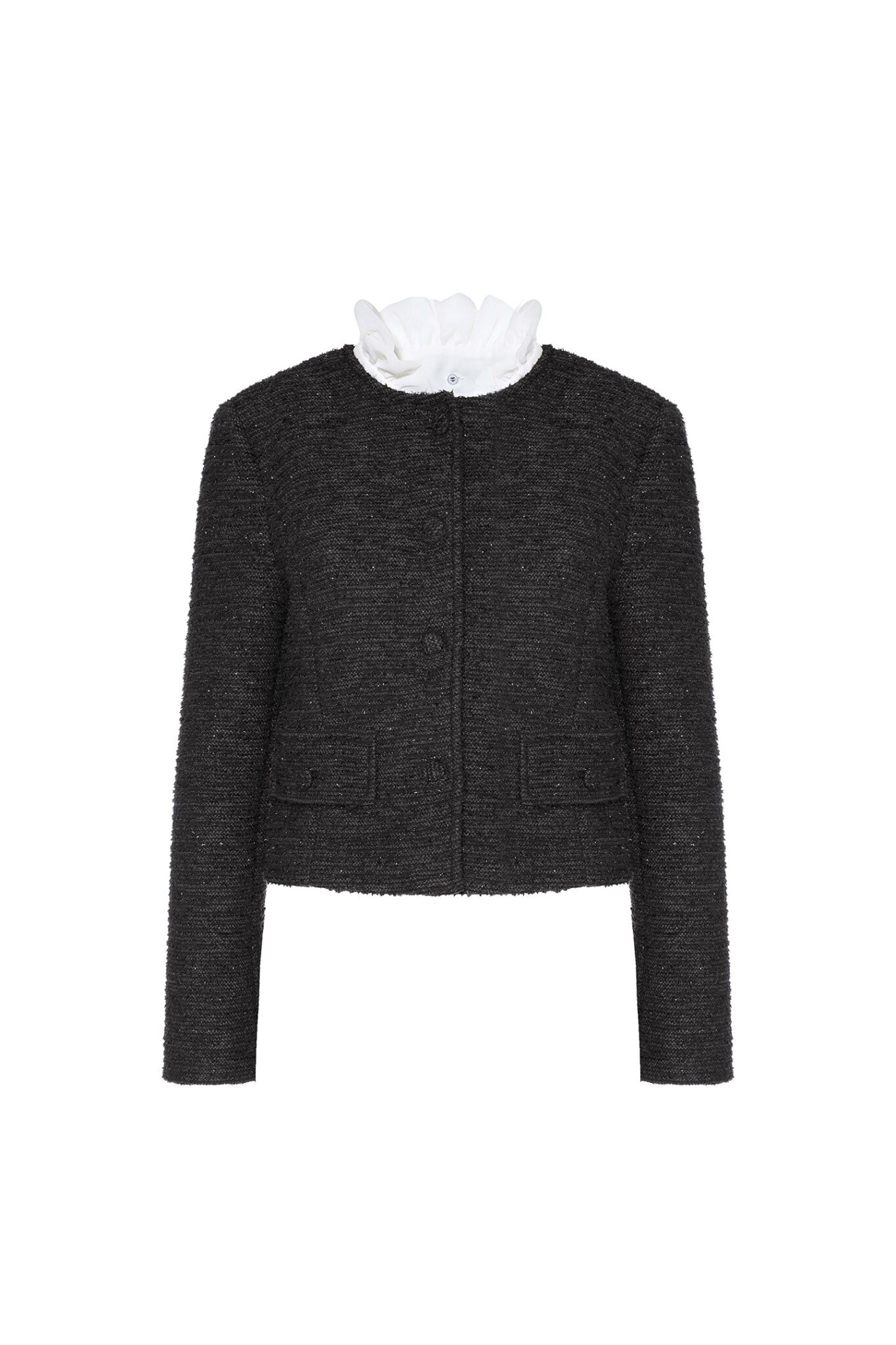 Giacca corta in boucle e chiffon