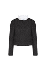 Giacca corta in boucle e chiffon