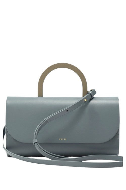 Borsa in pelle con manico in legno