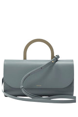 Borsa in pelle con manico in legno