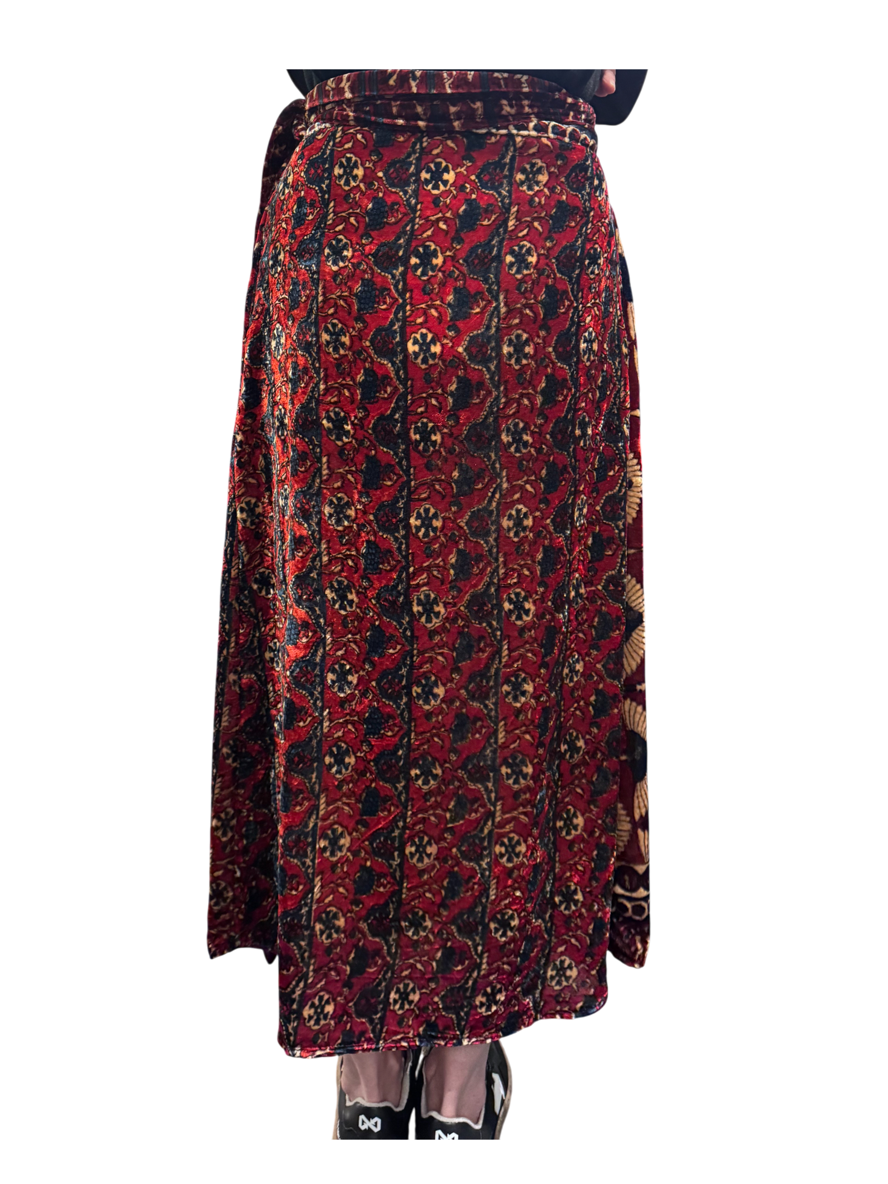 Gonna in velluto di seta stampata a mano