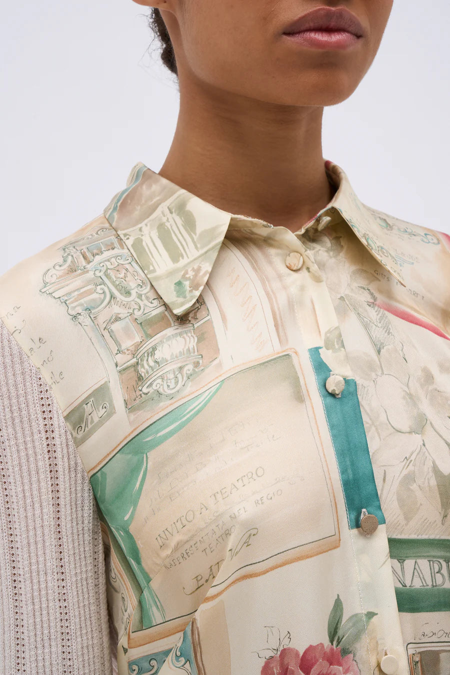 Maglia bicolore in seta e lana merino
