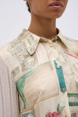 Maglia bicolore in seta e lana merino