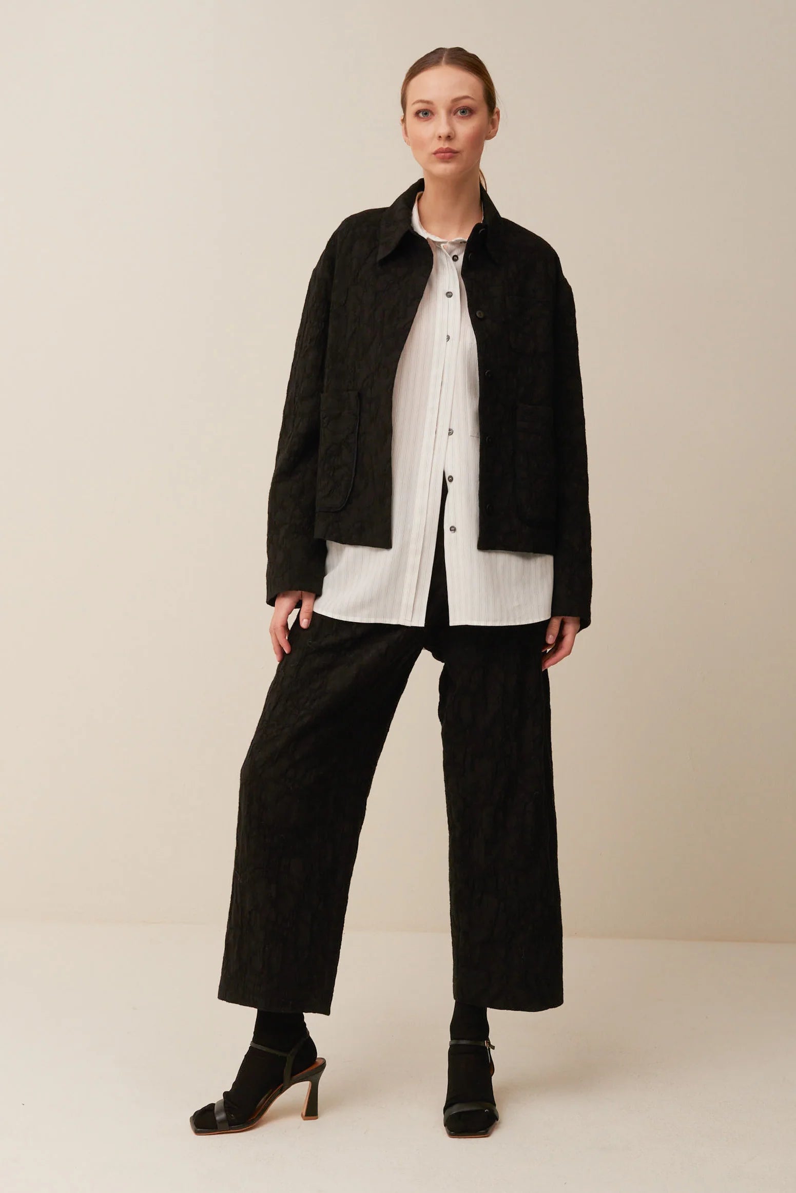 Giacca camicia in jacquard di Cotone e Lana