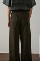 Pantalone in lana con motivo a spina di pesce