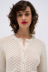 Cardigan in lana e cashmere all'uncinetto