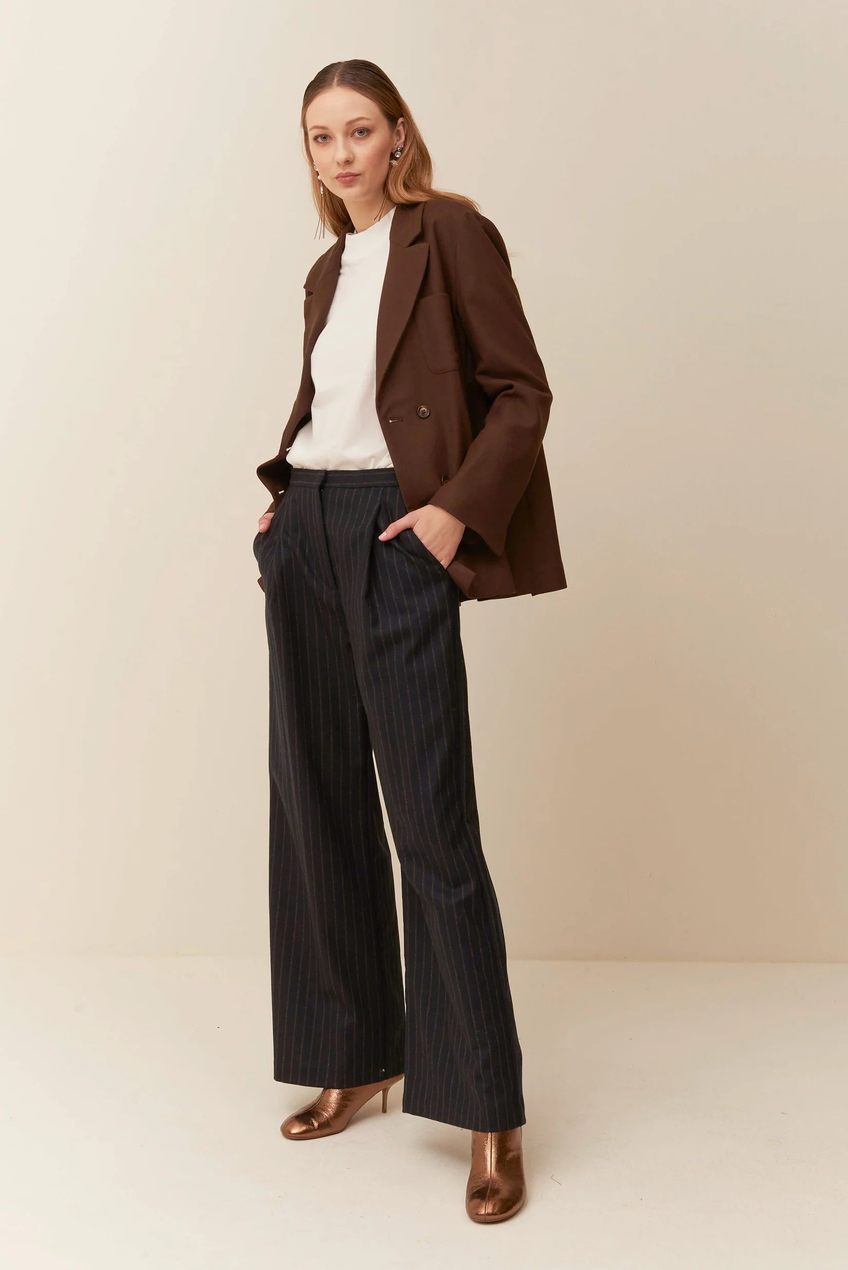 Giacca destrutturata in flanella di blend lana e viscosa un petto