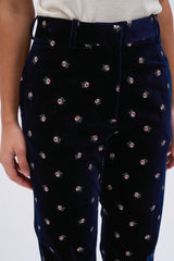 Pantaloni in velluto con stampa floreale