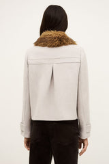Giacca corta con collo in eco fur
