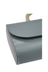 Borsa in pelle con manico in legno