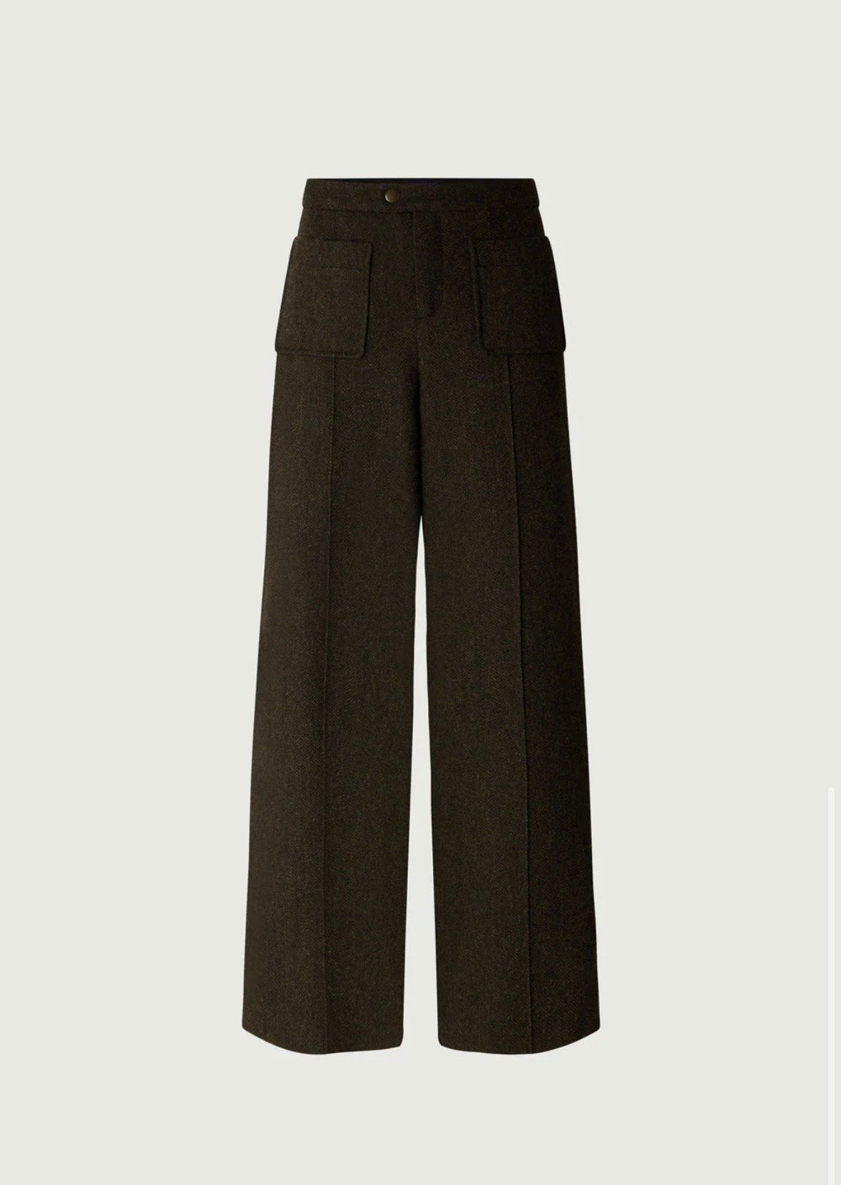 Pantalone in lana con motivo a spina di pesce