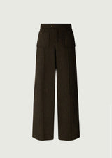 Pantalone in lana con motivo a spina di pesce