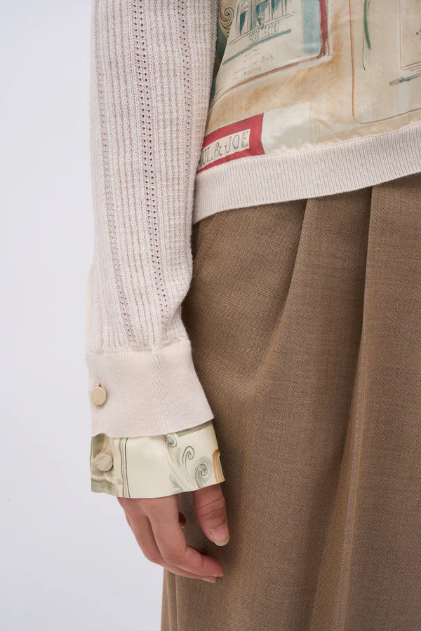 Maglia bicolore in seta e lana merino