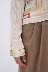 Maglia bicolore in seta e lana merino