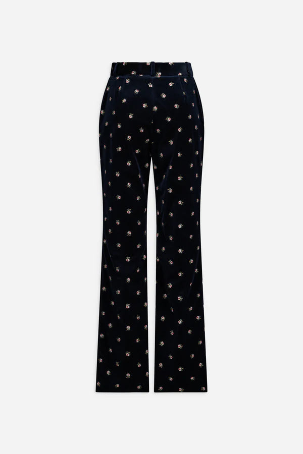 Pantaloni in velluto con stampa floreale