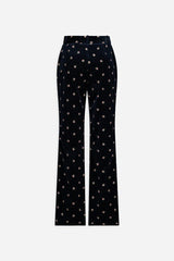 Pantaloni in velluto con stampa floreale