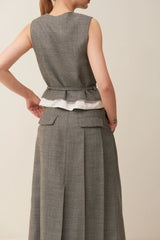 Gilet in tela di lana con riporti in tessuto da camiceria