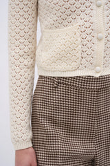 Cardigan in lana e cashmere all'uncinetto