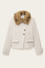 Giacca corta con collo in eco fur