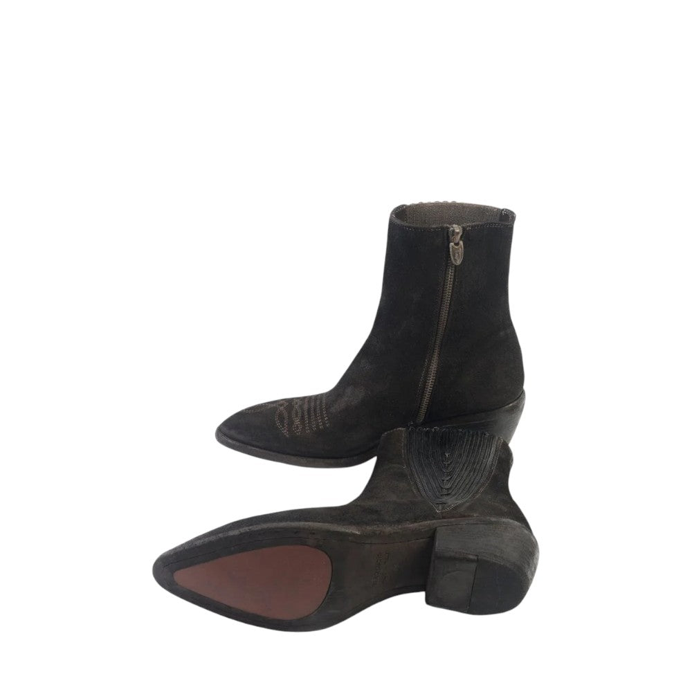 Stivaletto texano in pelle di bufalo rovesciata