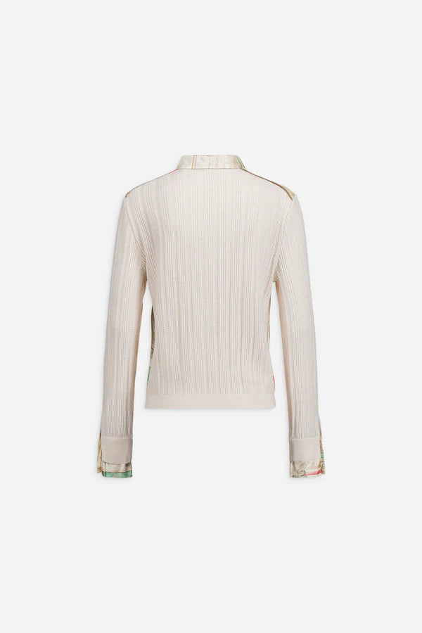 Maglia bicolore in seta e lana merino