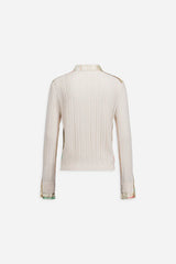 Maglia bicolore in seta e lana merino
