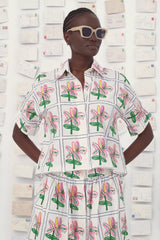Camicia boxy in cotone con ricami
