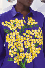 Camicia over in cotone con ricamo