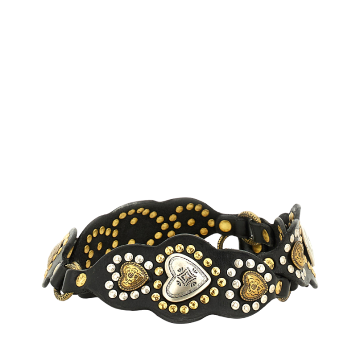 Cintura in pelle di vacchetta tinta in capo con borchie