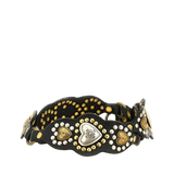 Cintura in pelle di vacchetta tinta in capo con borchie