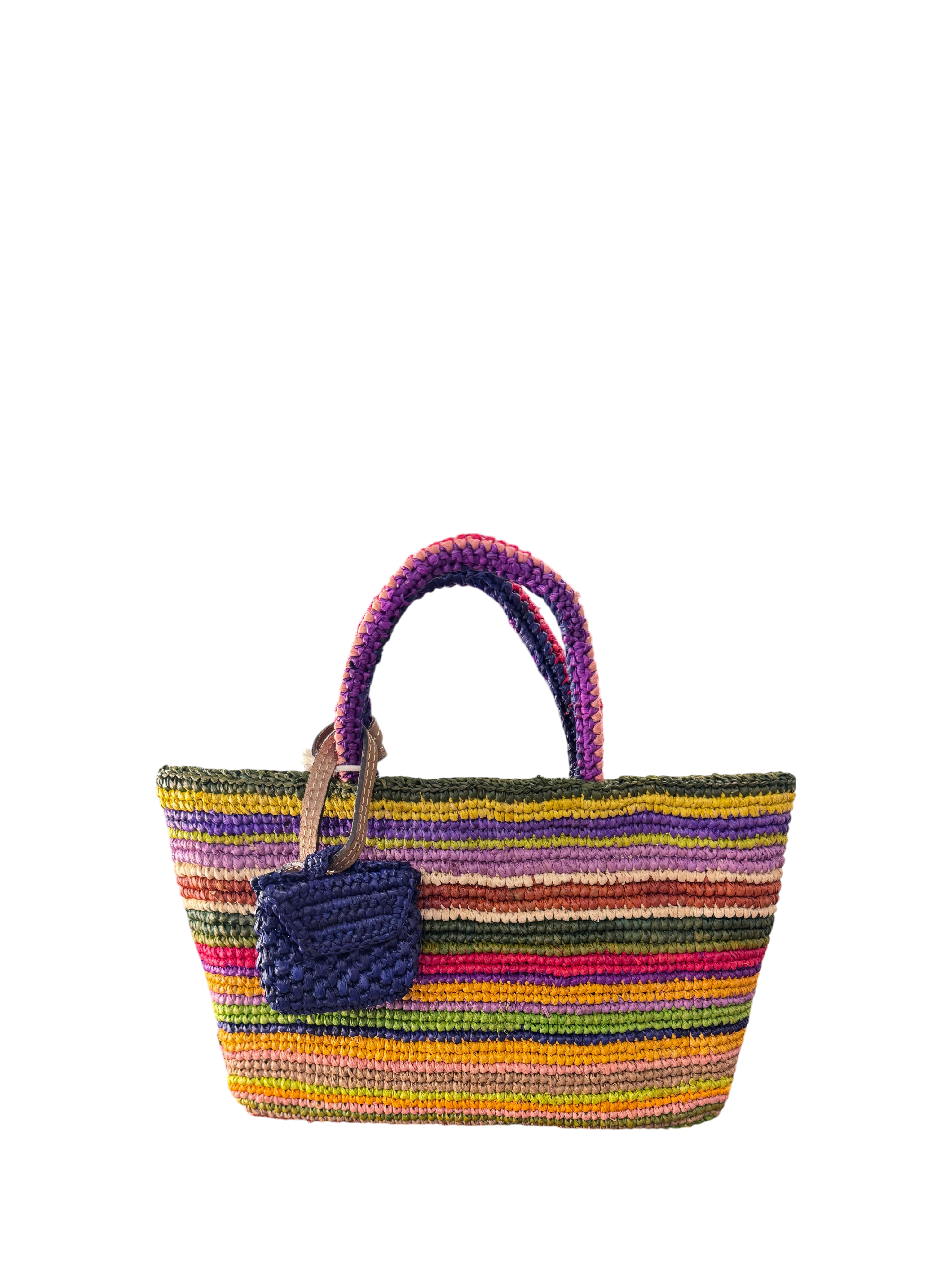 Borsa tote piccola in rafia del Madagascar