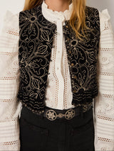 Gilet in velluto di cotone ricamato