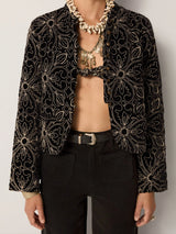 Giacca corta in velluto con ricami