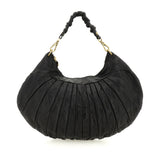 Borsa a spalla "LUNA" in pelle di vacchetta tinta in capo plissetata