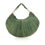 Borsa a spalla "LUNA" in pelle di vacchetta tinta in capo plissetata