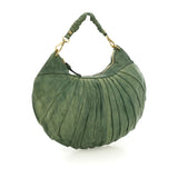 Borsa a spalla "LUNA" in pelle di vacchetta tinta in capo plissetata