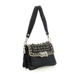 Borsa a tracolla "AGNESE" in pelle di vacchetta tinta in capo con borchie e strass