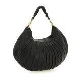 Borsa a spalla "LUNA" in pelle di vacchetta tinta in capo plissetata