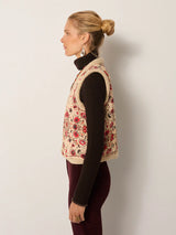 Gilet trapuntato in  cotone ed eco fur