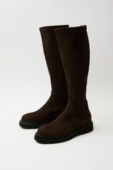 Stivale alto in suede testa di moro