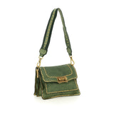 Borsa a tracolla "AGNESE" in pelle di vacchetta tinta in capo con borchie