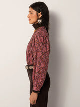 Camicia in cotone a fiori stilizzati