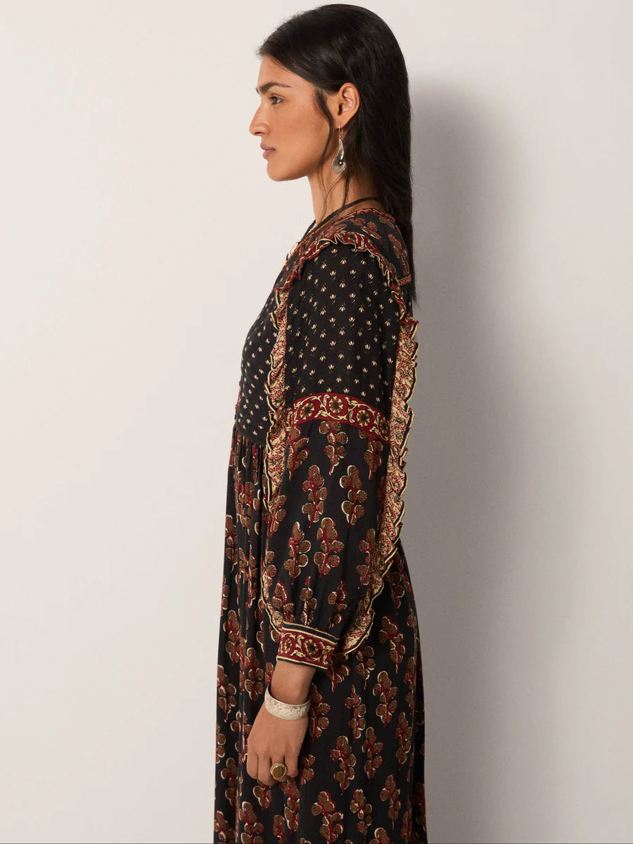 Abito lungo in viscosa stampato