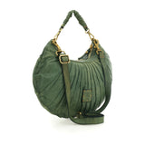 Borsa a spalla "LUNA" in pelle di vacchetta tinta in capo plissetata