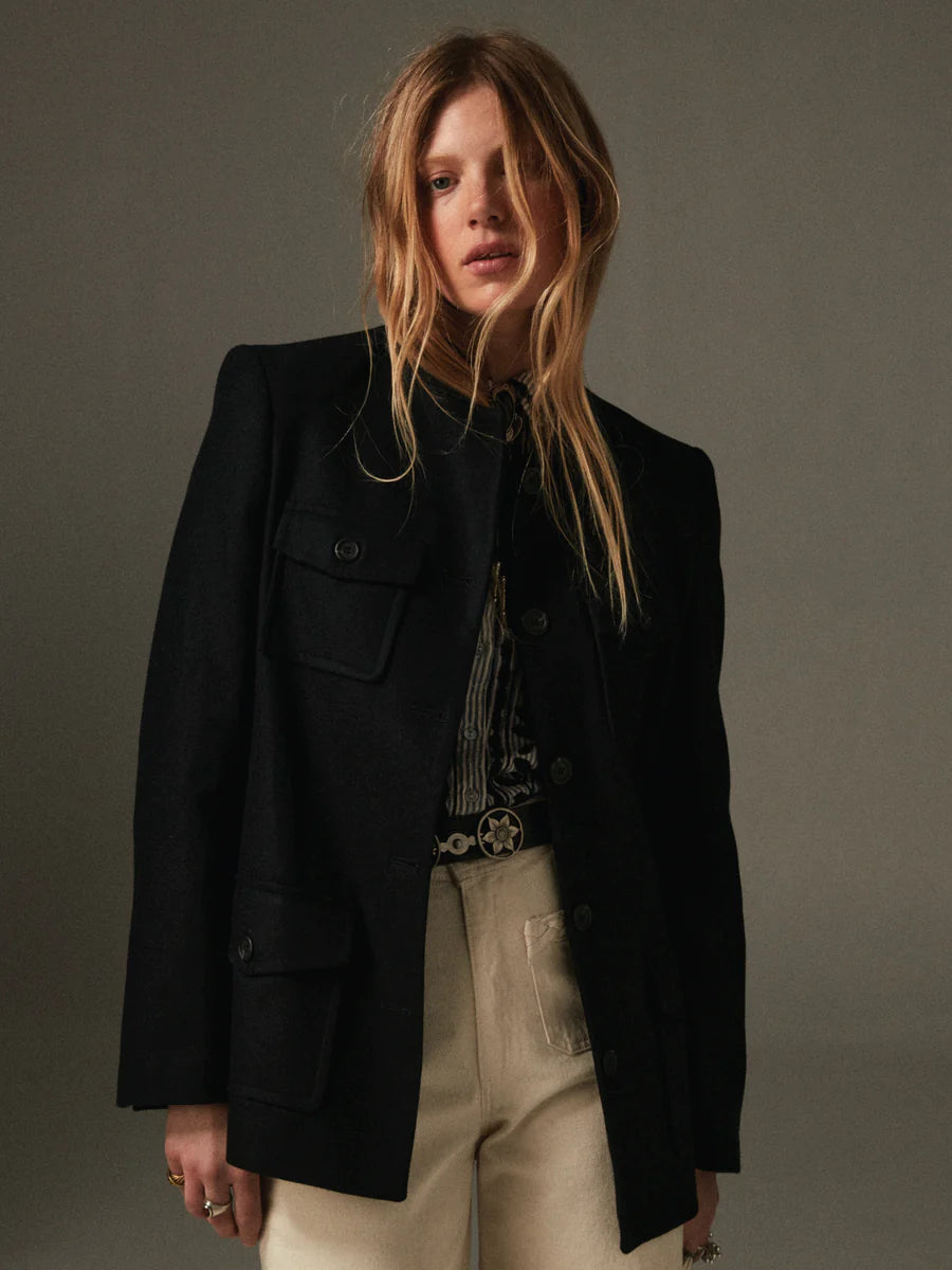 Giacca lunga in misto lana