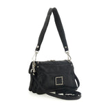 Borsa a tracolla "AGNESE" in pelle di vacchetta tinta in capo con borchie e traforatura